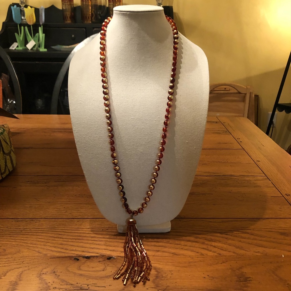3/$20 VTG Red and Silver Flapper Style Necklace